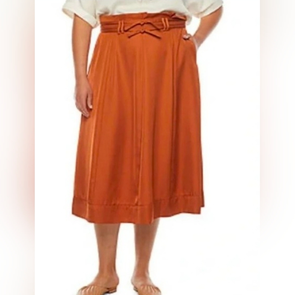 New Ryegrass Women’s Fall Plus Size 22w Midi A-Line Skirt Tie waist